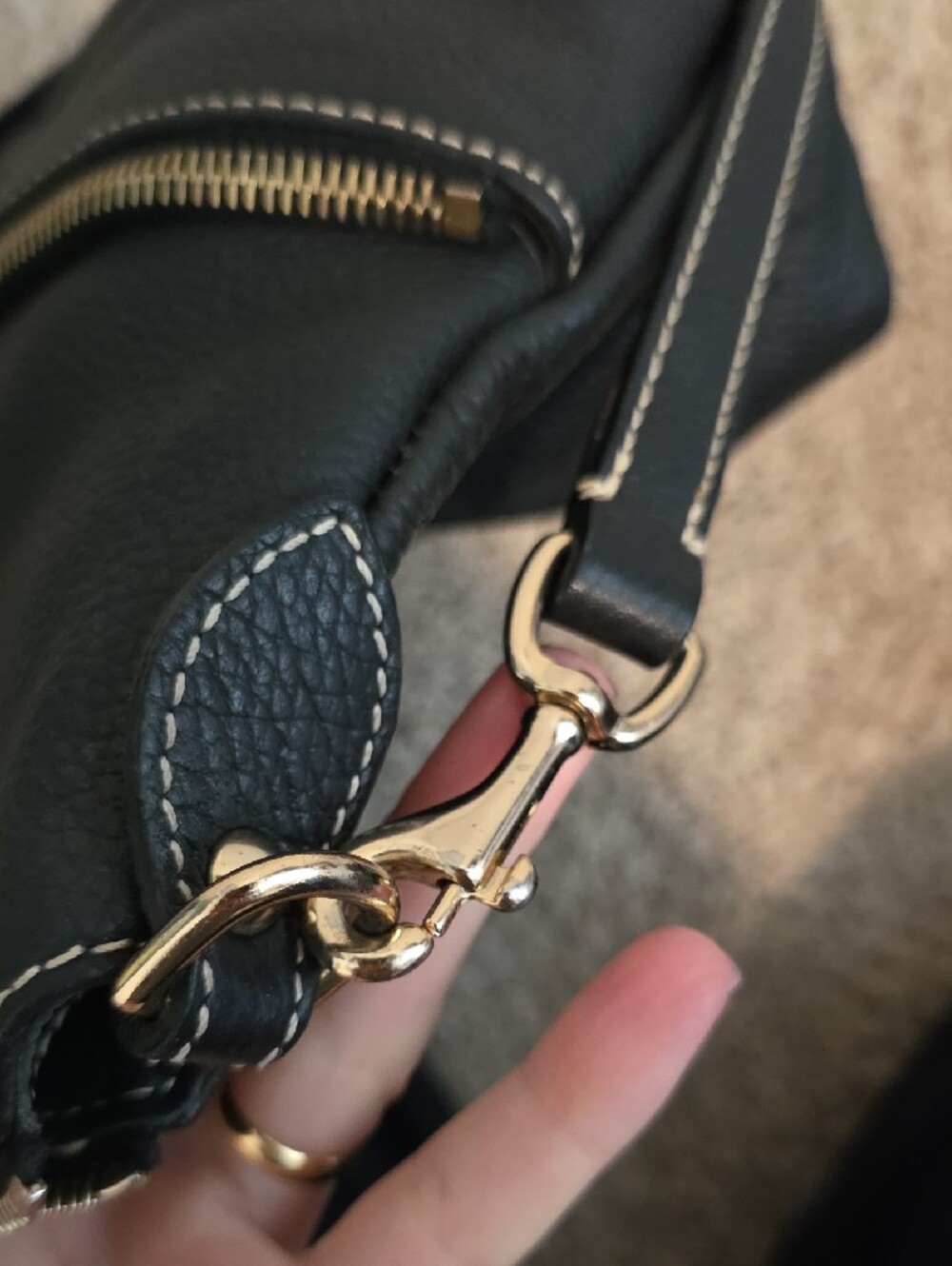 Dooney & Bourke Black Pebble Leather Satchel with Gold Hardware - Picture 8 of 9